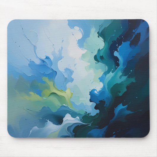 Abstract Ocean Breeze – Fluid Blue & Green Art Muismat (Voorkant)