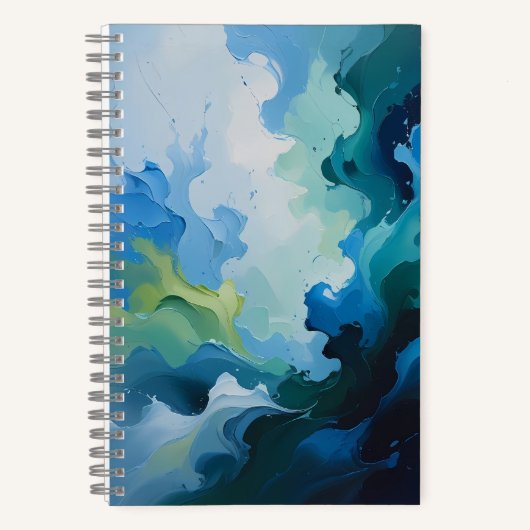 Abstract Ocean Breeze – Fluid Blue & Green Art Notitieboek (Voorkant)