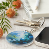 Abstract Ocean Breeze – Fluid Blue & Green Art Sleutelhanger (Voorkant Rechts)
