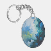 Abstract Ocean Breeze – Fluid Blue & Green Art Sleutelhanger (Voorkant Links)