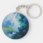 Abstract Ocean Breeze – Fluid Blue & Green Art Sleutelhanger (Achterkant)
