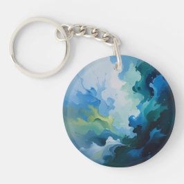 Abstract Ocean Breeze – Fluid Blue & Green Art Sleutelhanger