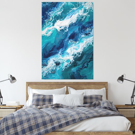 Abstract Ocean Wave Texture Canvas Print (Insitu (Slaapkamer))