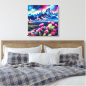 Abstract of Mountain Range Blooming Cactus Canvas Afdruk (Insitu (Slaapkamer))