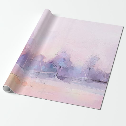 Abstract oil painting winter forest landscape. Sem Cadeaupapier (Uitgerold)