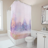 Abstract oil painting winter forest landscape. Sem Douchegordijn (In situ)