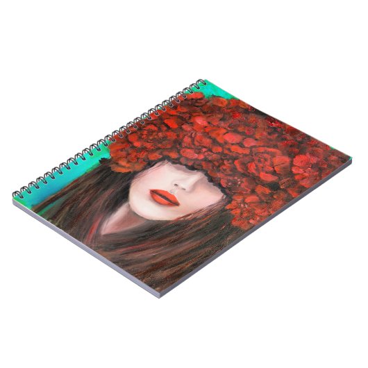 Abstract oliesschilderij waarop het gezicht en het notitieboek (Linkerzijde)