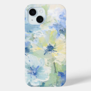 Abstract olieverfschilderij Blauwe bloemenschilder iPhone 15 Case
