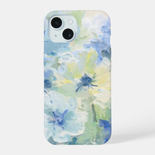 Abstract olieverfschilderij Blauwe bloemenschilder iPhone 15 Case