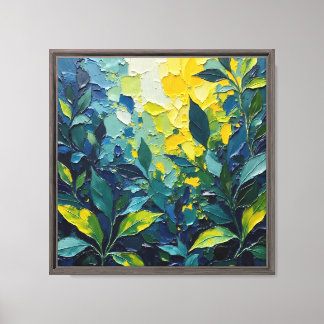 Abstract olieverfschilderij botanische canvasprint canvas afdruk