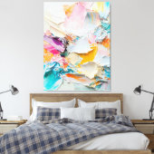 Abstract olieverfschilderij in pasteltinten canvas afdruk (Insitu (Slaapkamer))