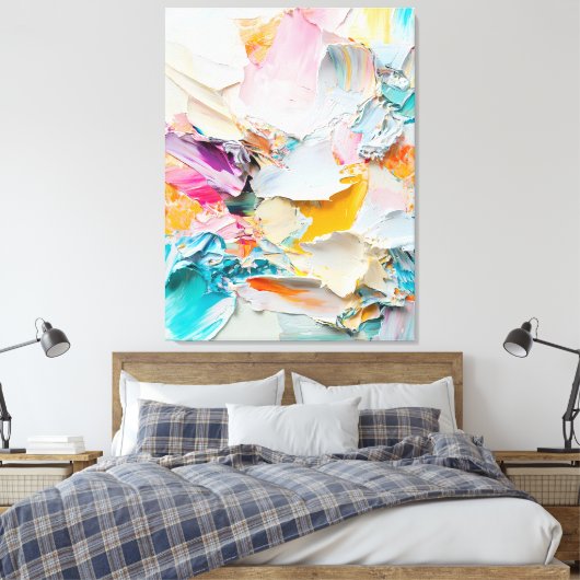 Abstract olieverfschilderij in pasteltinten canvas afdruk (Insitu (Slaapkamer))