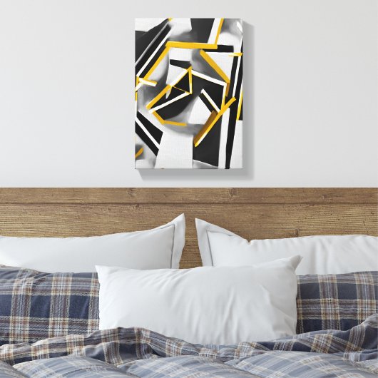 Abstract olieverfschilderij van geometrische vorme canvas afdruk (Insitu (Slaapkamer))