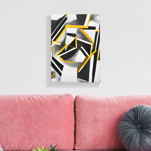 Abstract olieverfschilderij van geometrische vorme canvas afdruk (Insitu (Woonkamer))