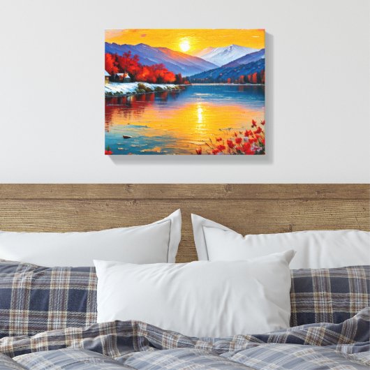 Abstract olieverfschilderij van het landschap canvas afdruk (Insitu (Slaapkamer))