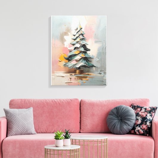 Abstract olieverfschilderij van kerstboom canvas afdruk (Insitu (Woonkamer))