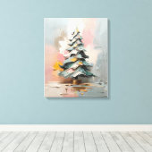 Abstract olieverfschilderij van kerstboom canvas afdruk (Insitu (Houten vloer))