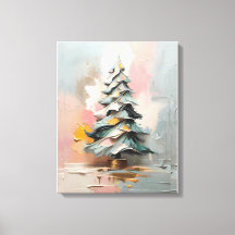 Abstract olieverfschilderij van kerstboom