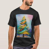 Abstract olieverfschilderij van kerstboom t shirt (Voorkant)
