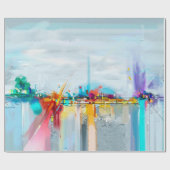 Abstract olieverfschilderlandschap. Kleurblauwe pe Cadeaupapier (Vlak)