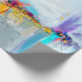 Abstract olieverfschilderlandschap. Kleurblauwe pe Cadeaupapier (Hoek)