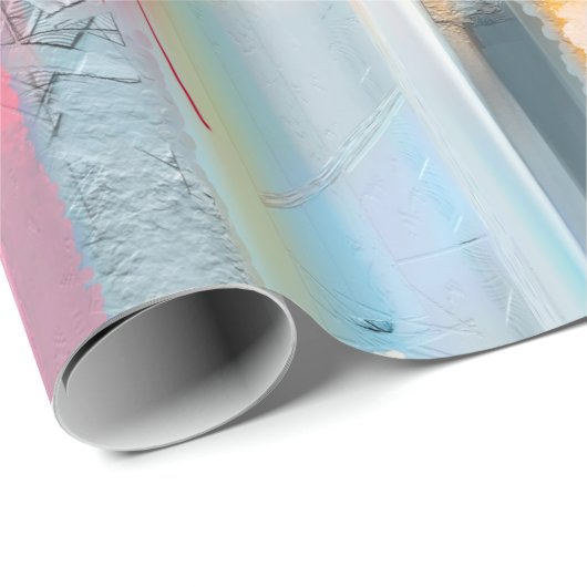 Abstract olieverfschilderlandschap. Kleurblauwe pe Cadeaupapier (Rol Hoek)