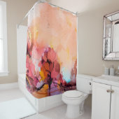 Abstract olieverfschilderlandschap. Kleurblauwe pe Douchegordijn (In situ)