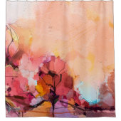 Abstract olieverfschilderlandschap. Kleurblauwe pe Douchegordijn (Voorkant)