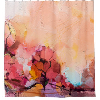 Abstract olieverfschilderlandschap. Kleurblauwe pe Douchegordijn