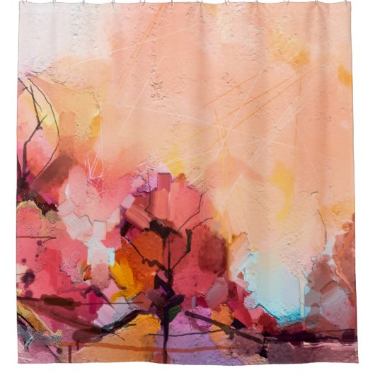 Abstract olieverfschilderlandschap. Kleurblauwe pe Douchegordijn (Voorkant)