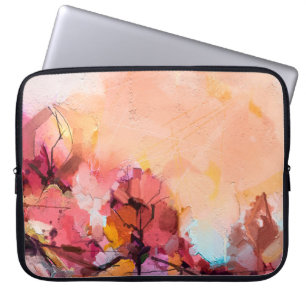 Abstract olieverfschilderlandschap. Kleurblauwe pe Laptop Sleeve