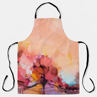 Abstract olieverfschilderlandschap. Kleurblauwe pe Schort