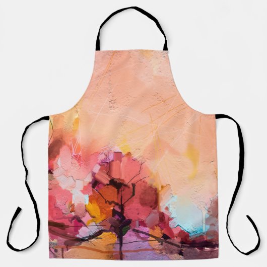 Abstract olieverfschilderlandschap. Kleurblauwe pe Schort (Voorkant)