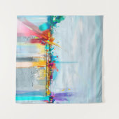 Abstract olieverfschilderlandschap. Kleurblauwe pe Wandkleed (Voorkant (horizontaal))