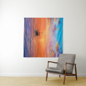 abstract olieverschilderen van vissersboten en zee wandkleed (In Situ (horizontaal))