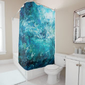 abstract olieverschilderij met golven in de oceaan douchegordijn (In situ)