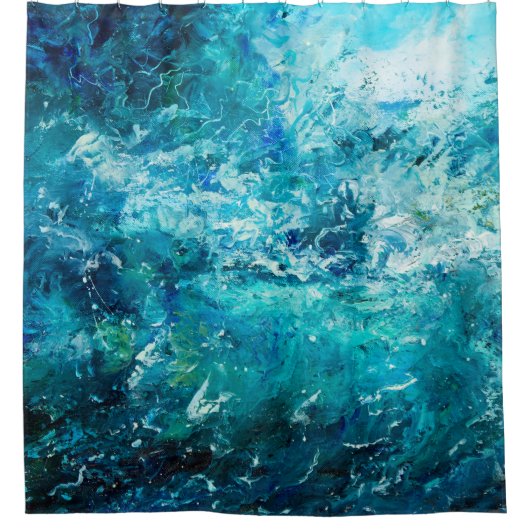 abstract olieverschilderij met golven in de oceaan douchegordijn (Voorkant)