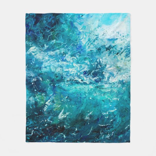 abstract olieverschilderij met golven in de oceaan fleece deken (Voorkant)