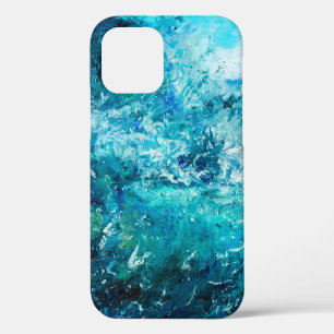 abstract olieverschilderij met golven in de oceaan iPhone 12 hoesje