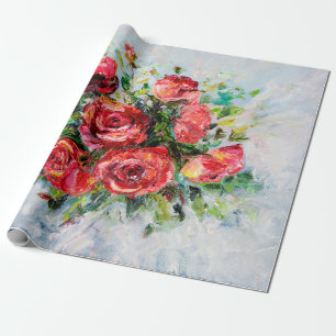 abstract olieverschilderij van mooie verse boeket cadeaupapier