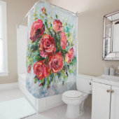 abstract olieverschilderij van mooie verse boeket douchegordijn (In situ)