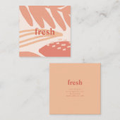 Abstract olievlekken Roze koraal, zwart Vierkante Visitekaartje (Voorkant / Achterkant)