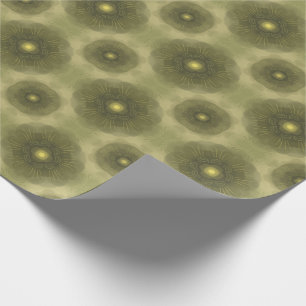 Abstract Olijfgroen Bloem Naadloos Patroon Cadeaupapier