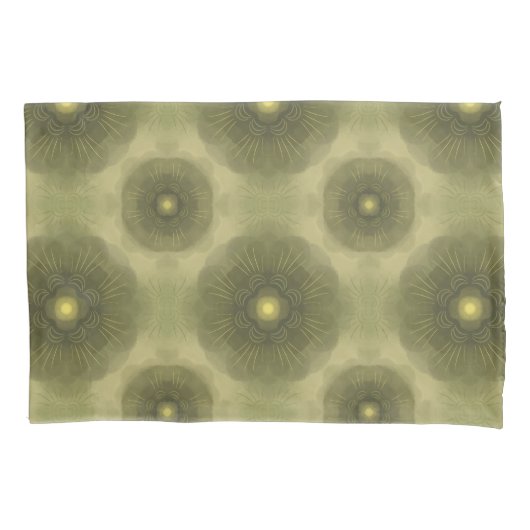 Abstract Olijfgroen Bloem Naadloos Patroon Kussensloop (Voorkant)