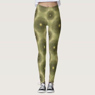 Abstract Olijfgroen Bloem Naadloos Patroon Leggings