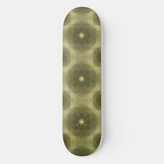 Abstract Olijfgroen Bloem Naadloos Patroon Persoonlijk Skateboard (Voorkant)