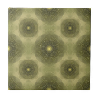 Abstract Olijfgroen Bloem Naadloos Patroon Tegeltje