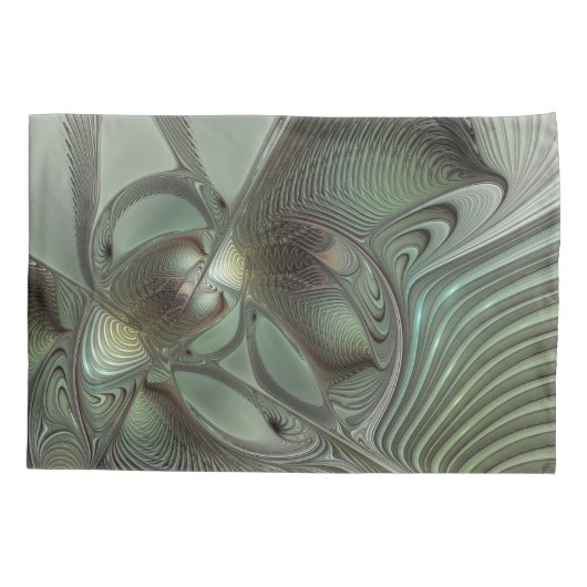 Abstract Olive Sage Green Gray Fractal Art Fantasy Kussensloop (Achterkant)