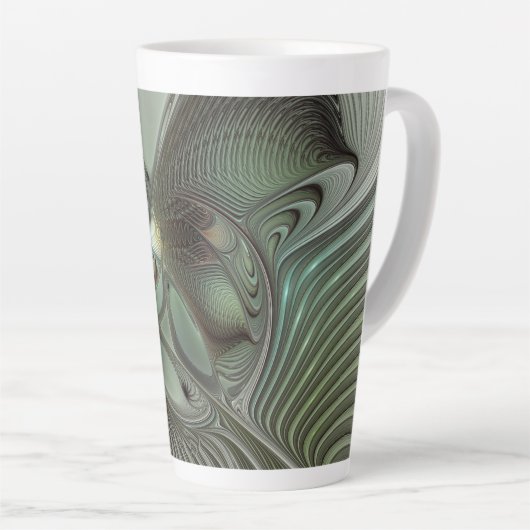 Abstract Olive Sage Green Gray Fractal Art Fantasy Latte Mok (Rechterhoek)