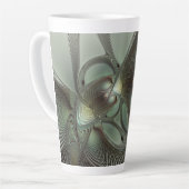 Abstract Olive Sage Green Gray Fractal Art Fantasy Latte Mok (Linkerhoek)